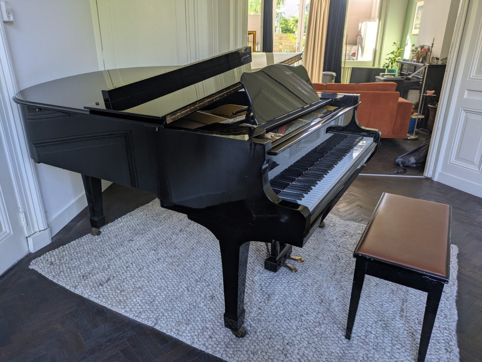 Yamaha C3 Conservatory vleugel uit 1975, Muziek en Instrumenten, Piano's, Ophalen, Gebruikt, Zwart, Vleugel