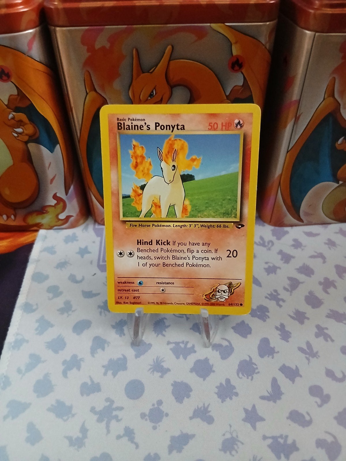Blaine's Ponyta Pokémon Kaart - 50 HP gym challenge, Ophalen of Verzenden, Gebruikt, Losse kaart