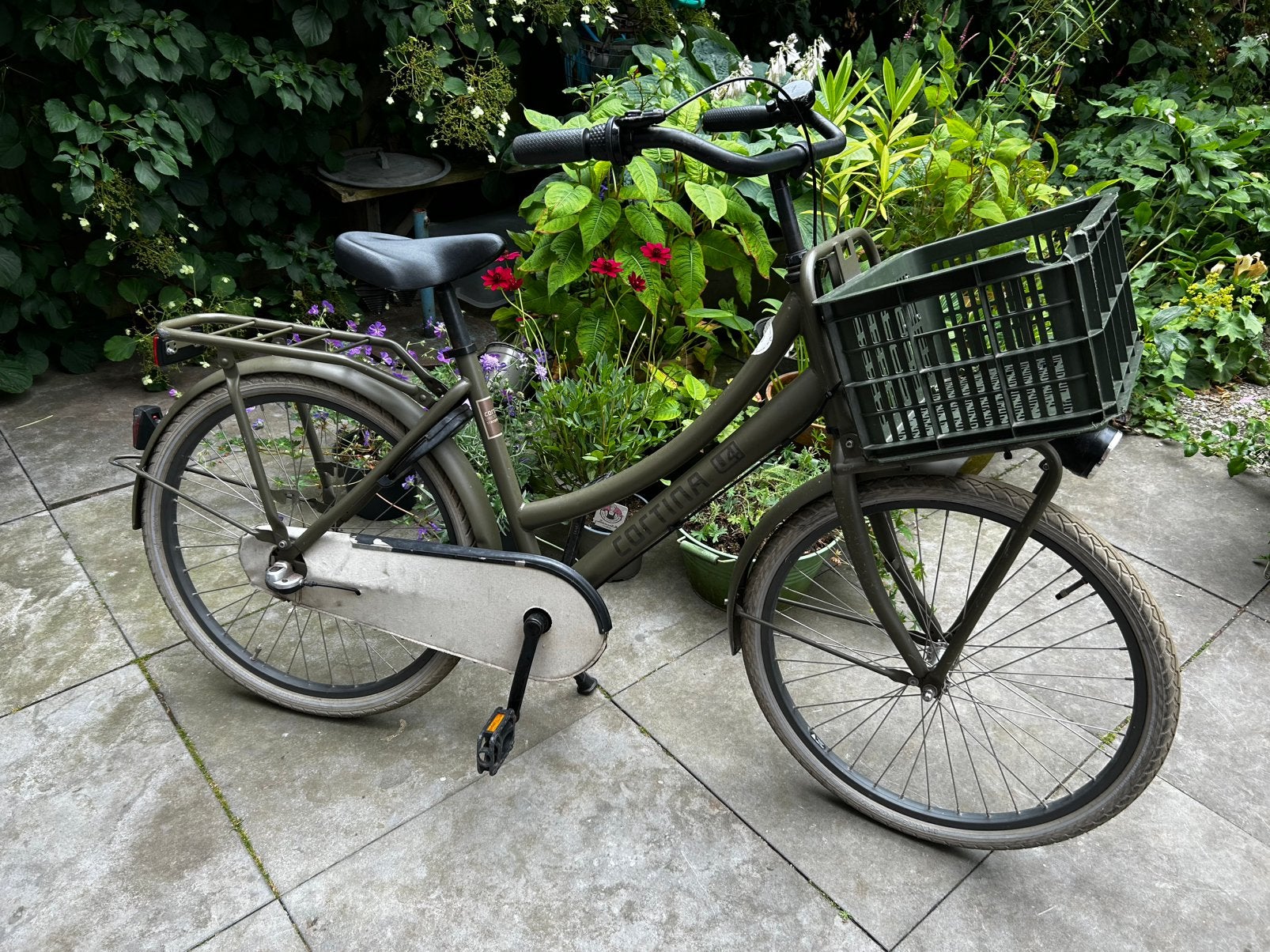 Cortina Transport U4 24 inch meisjesfiets - Olijfgroen, Fietsen en Brommers, Fietsen | Meisjes, Ophalen, Terugtraprem, Versnellingen