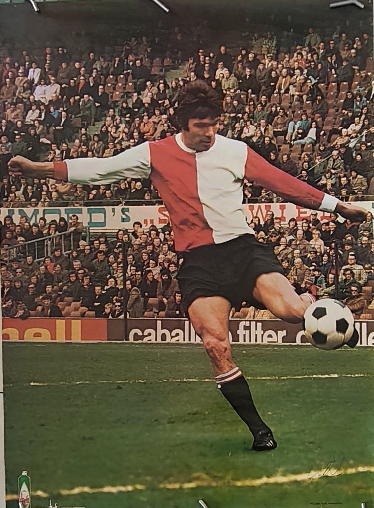 Poster Willem van Hanegem, ong 1972, Verzenden, Gebruikt, Feyenoord, Poster, Plaatje of Sticker