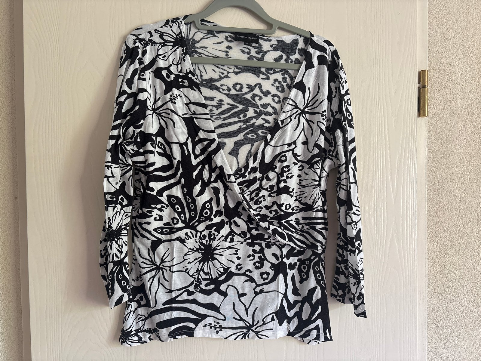 Claudia Sträter Waterval Hals Shirt Driekwart Mouw Maat 38, Maat 38/40 (M), Zwart, Ophalen of Verzenden, Korte mouw