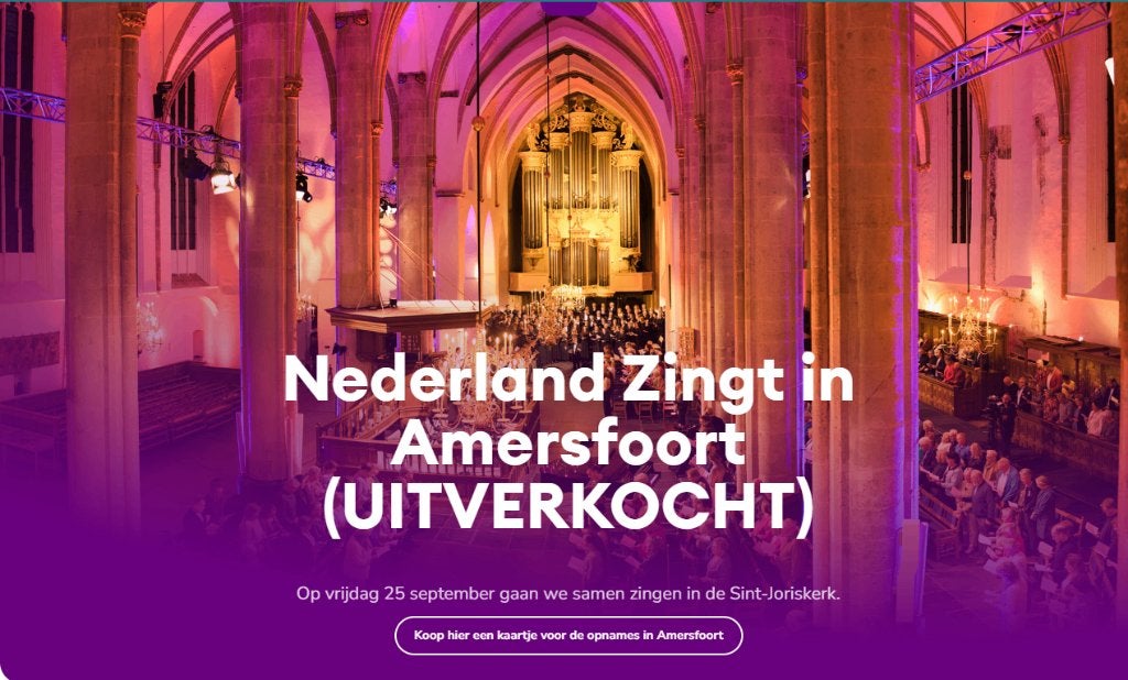 2 Tickets Opname Nederland Zingt Joriskerk Amersfoort, Tickets en Kaartjes, Twee personen, September