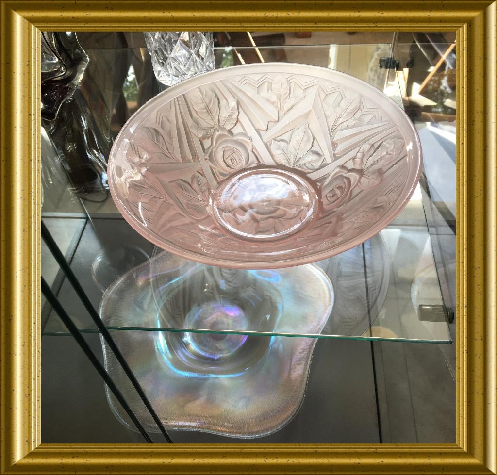 Mooi art deco roze glazen schaaltje, Antiek en Kunst, Ophalen of Verzenden