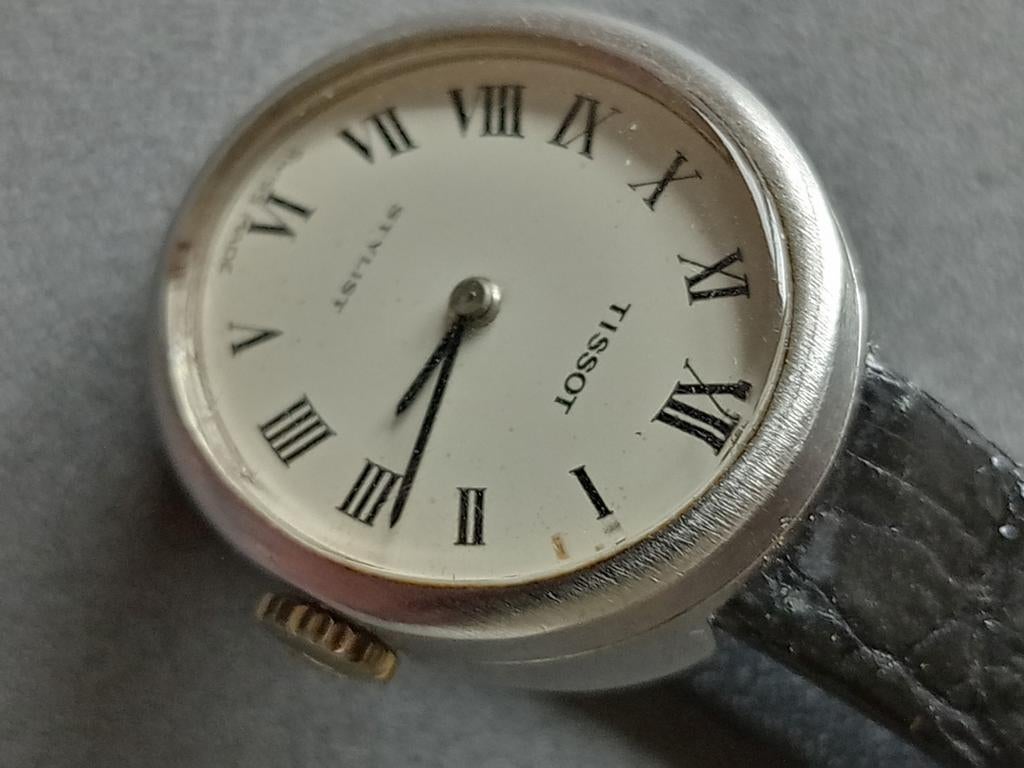 Vintage Tissot Stylist horloge, Sieraden, Tassen en Uiterlijk, Horloges | Dames, Overige merken, Leer, Staal, Polshorloge