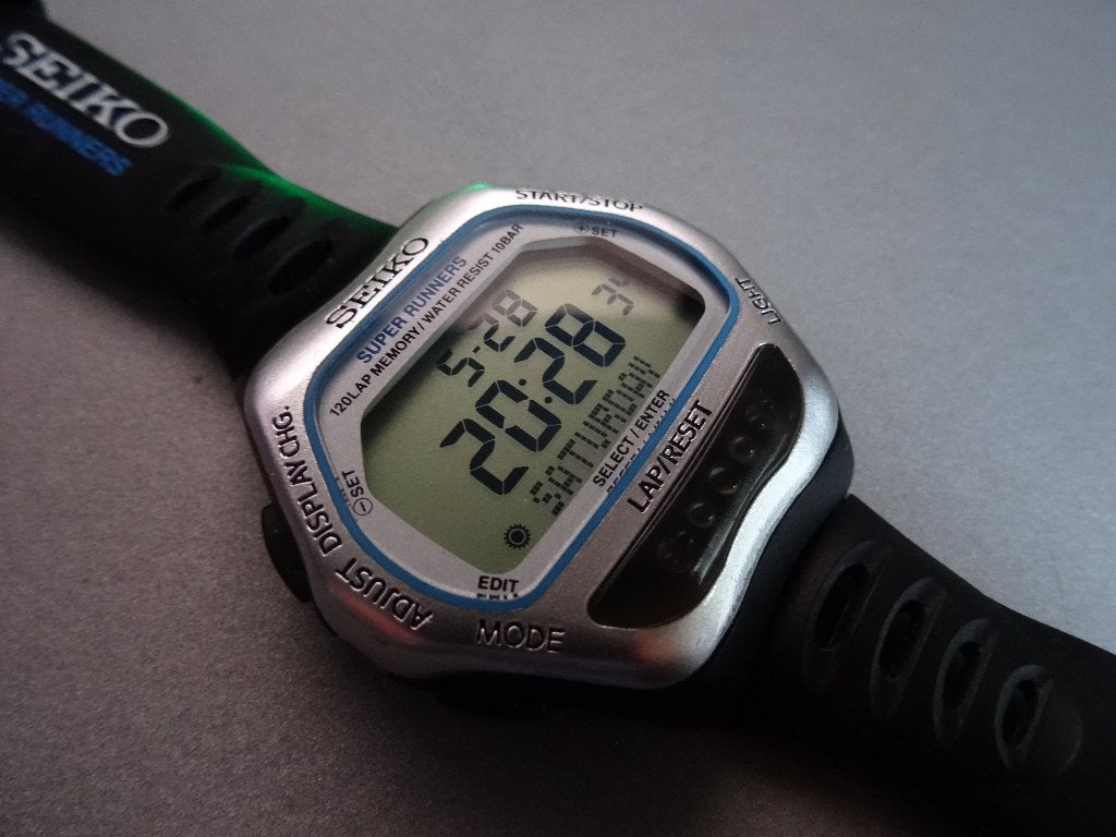 Seiko S650-4000 LCD sporthorloge, Ophalen, Gebruikt, Zwart, IOS
