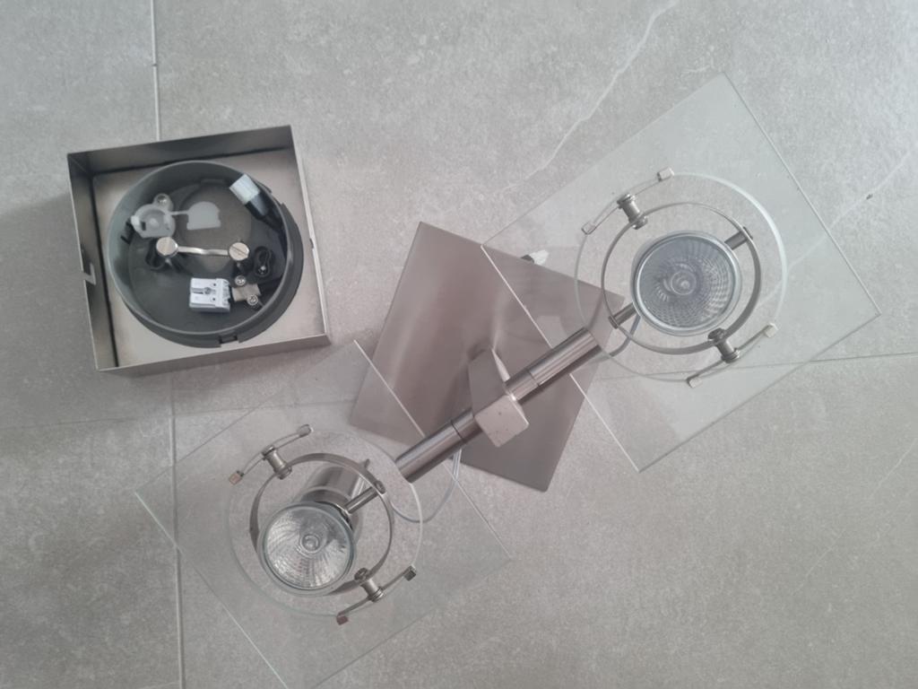 Moderne plafondspot met twee lampen, Ophalen, Halogeen, Gebruikt, Metaal of Aluminium