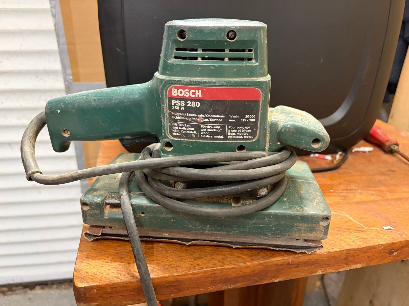 Bosch PSS 280 Vlakschuurmachine - 250W, Ophalen of Verzenden, Gebruikt, Minder dan 600 watt, Vlakschuurmachine