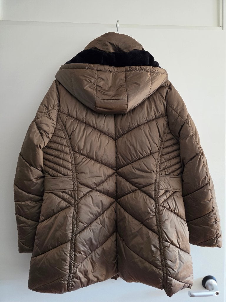 Sanne Amsterdam winterjas brons maat 48., Kleding | Dames, Ophalen, Zo goed als nieuw, Maat 46/48 (XL) of groter, Overige kleuren