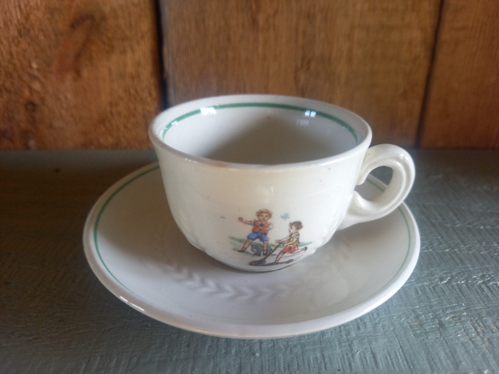 Vintage Kinderservies Kop & Schotel "Lek" Gefle 1925-1939, Ophalen of Verzenden
