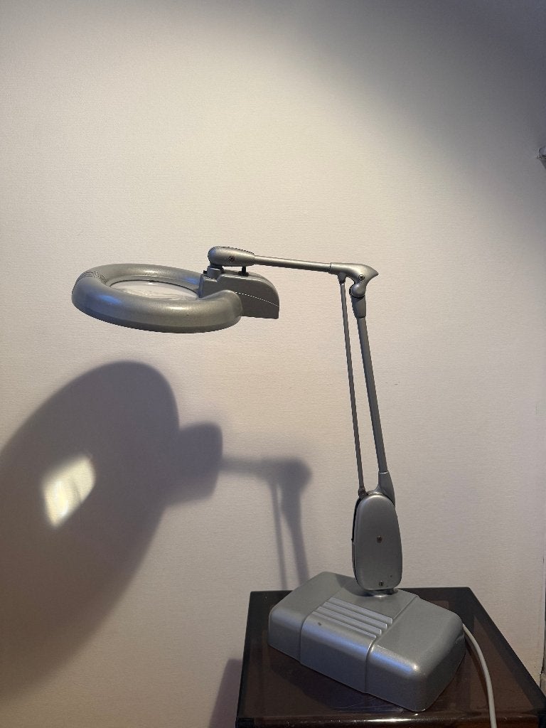 vintage Dazor M-1470R bureaulamp met vergrootglas., Ophalen of Verzenden