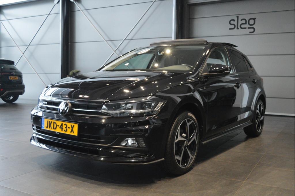 Volkswagen Polo 1.0 TSI R-LINE clima cruise pano camera led, Gebruikt, Euro 6, 580 kg, Zwart