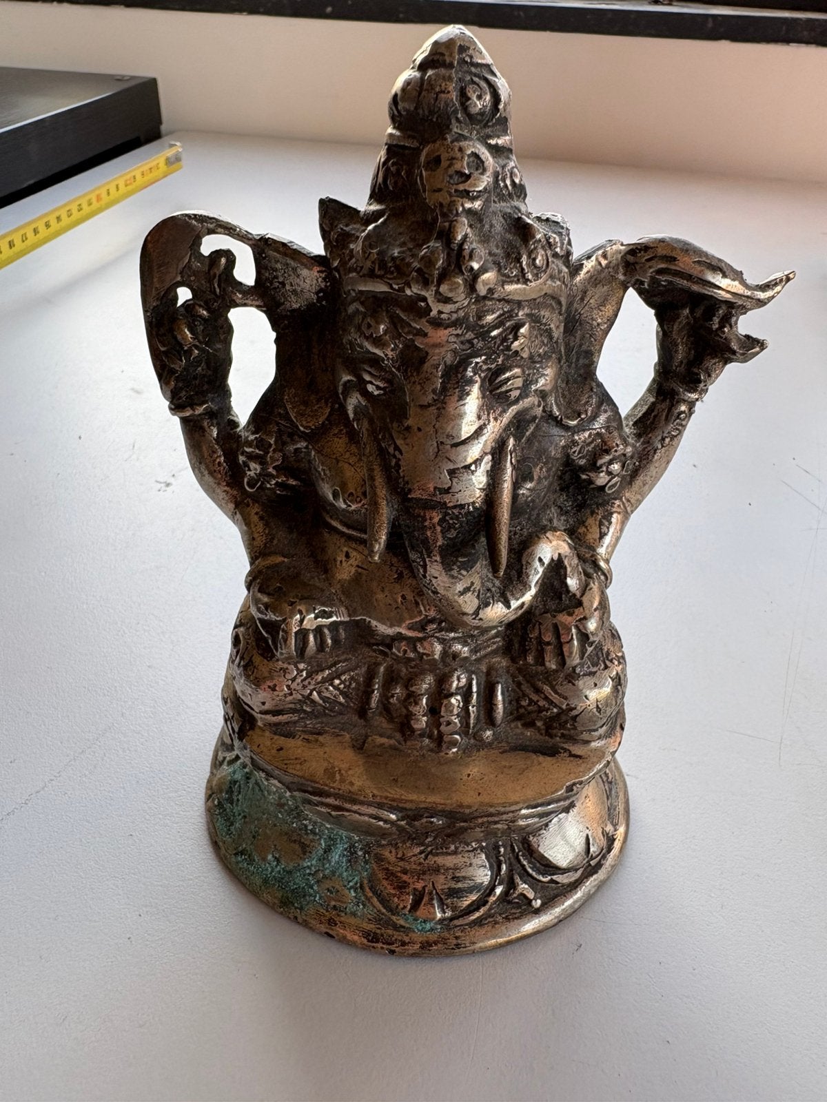 Ganesha beeld messing/brons 14 cm – hindoe olifantgod, Verzenden, Gebruikt