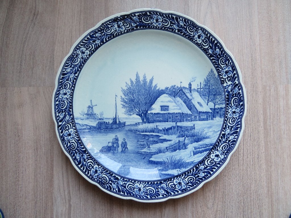 XL Delfts blauw bord, Antiek en Kunst, Ophalen