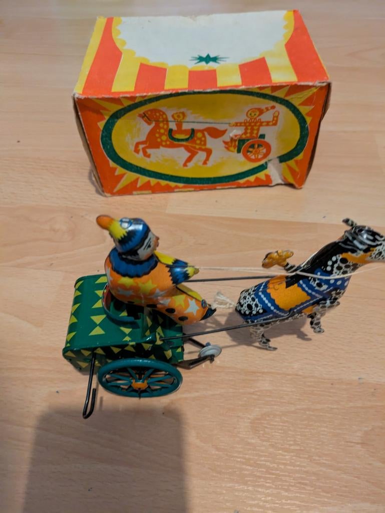 Clown op kar met ezel blikken Antiek opwindbaar  Russis, Antiek en Kunst, Antiek | Speelgoed, Ophalen of Verzenden