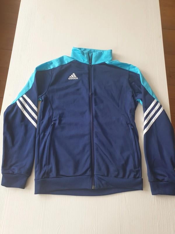Adidas 152 trainingsvest dblauw sportvestje trainingsjasje, Adidas, Jongen of Meisje, Sport- of Zwemkleding, Ophalen of Verzenden