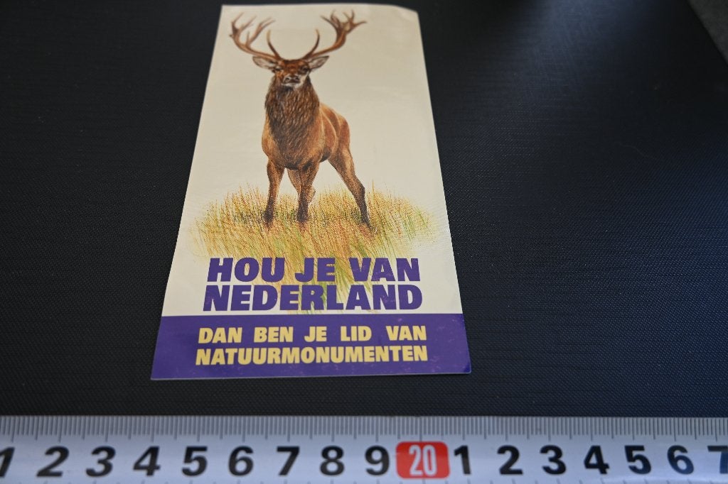sticker hou je van nederland natuurmonumenten - edelhert, Verzamelen, Ophalen, Zo goed als nieuw