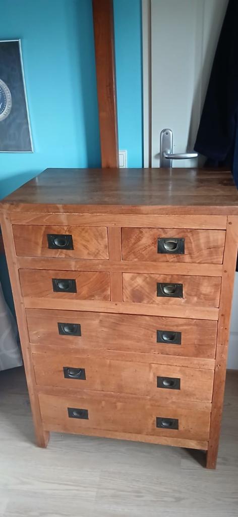 Teakhouten ladekast - 70x45.5x103.5 cm, Gebruikt, 5 laden of meer, 100 tot 150 cm, Teakhout
