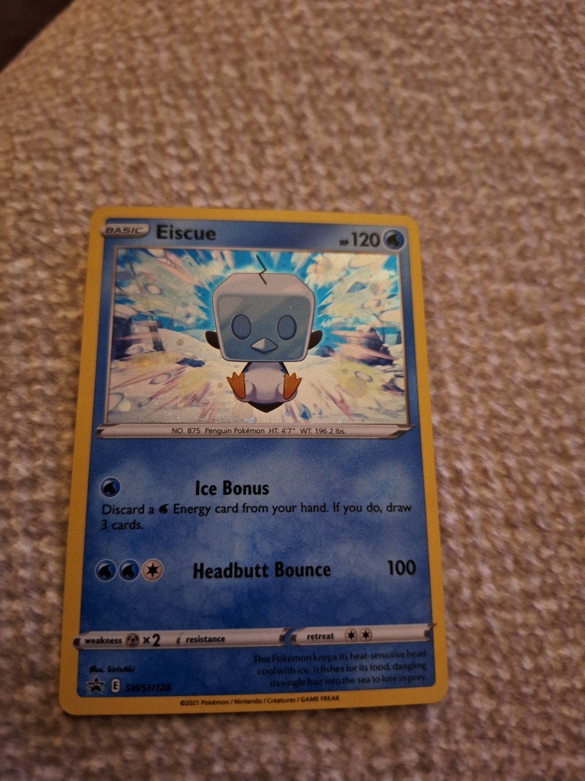 Pokémon Kaart - Eiscue SWSH128 Black Star Promo (Bespeelde s, Ophalen of Verzenden, Gebruikt