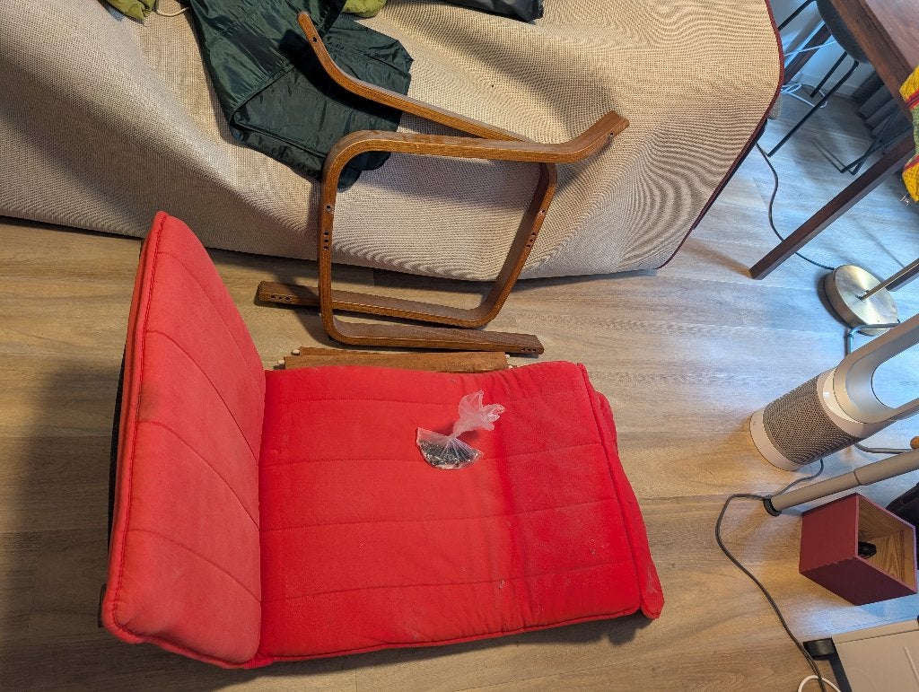 IKEA POÄNG stoel rood, Ophalen, Gebruikt, Stof, Eén