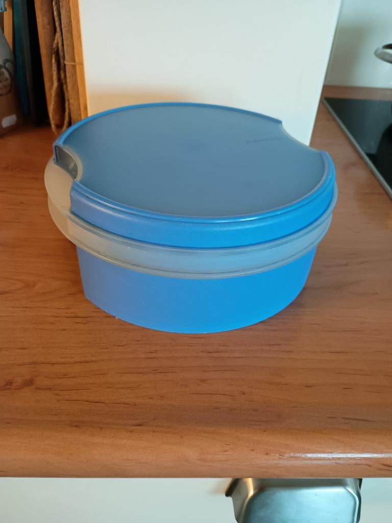 Koekjes trommel tupperware zgan, Ophalen of Verzenden, Zo goed als nieuw, Blauw, Bus of Trommel
