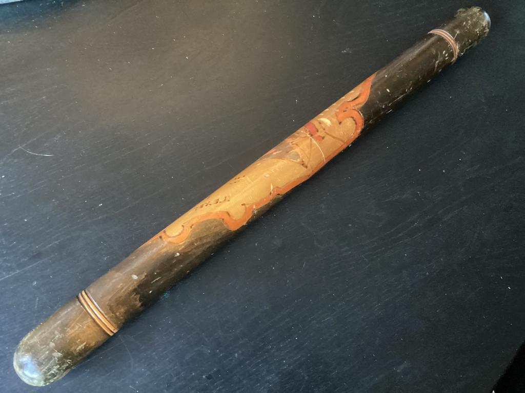 Vintage Handbeschilderde Houten Breinaalden Koker, Antiek en Kunst, Ophalen of Verzenden