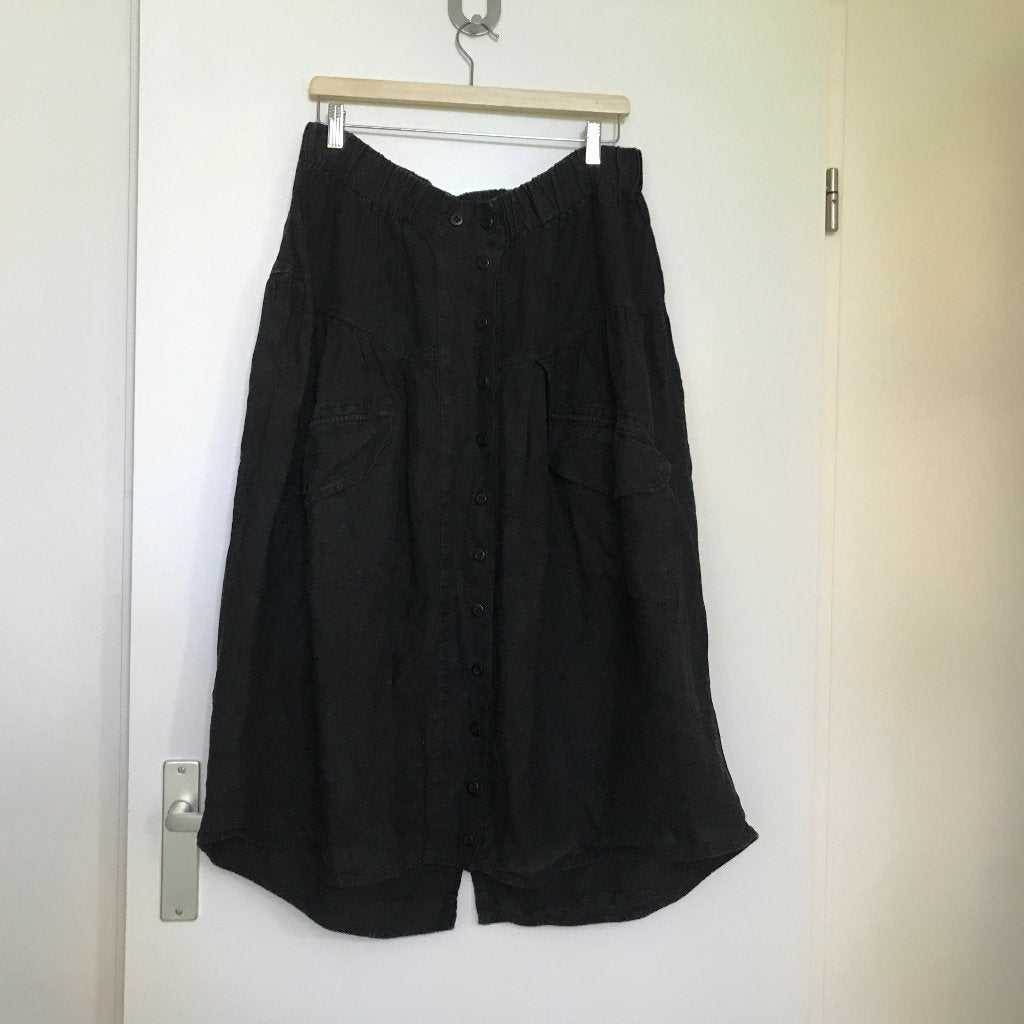 Completo by Arthurio Lino zwarte linnen ballonrok rok Maat L, Kleding | Dames, Verzenden, Zo goed als nieuw, Zwart, Onder de knie
