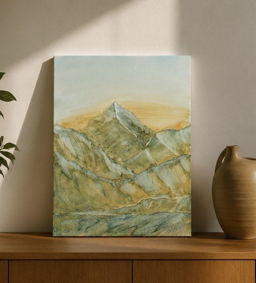 Origineel handgeschilderd berglandschap op canvas, Minder dan 50 cm, Oorspronkelijke maker, Verzenden, Nieuw