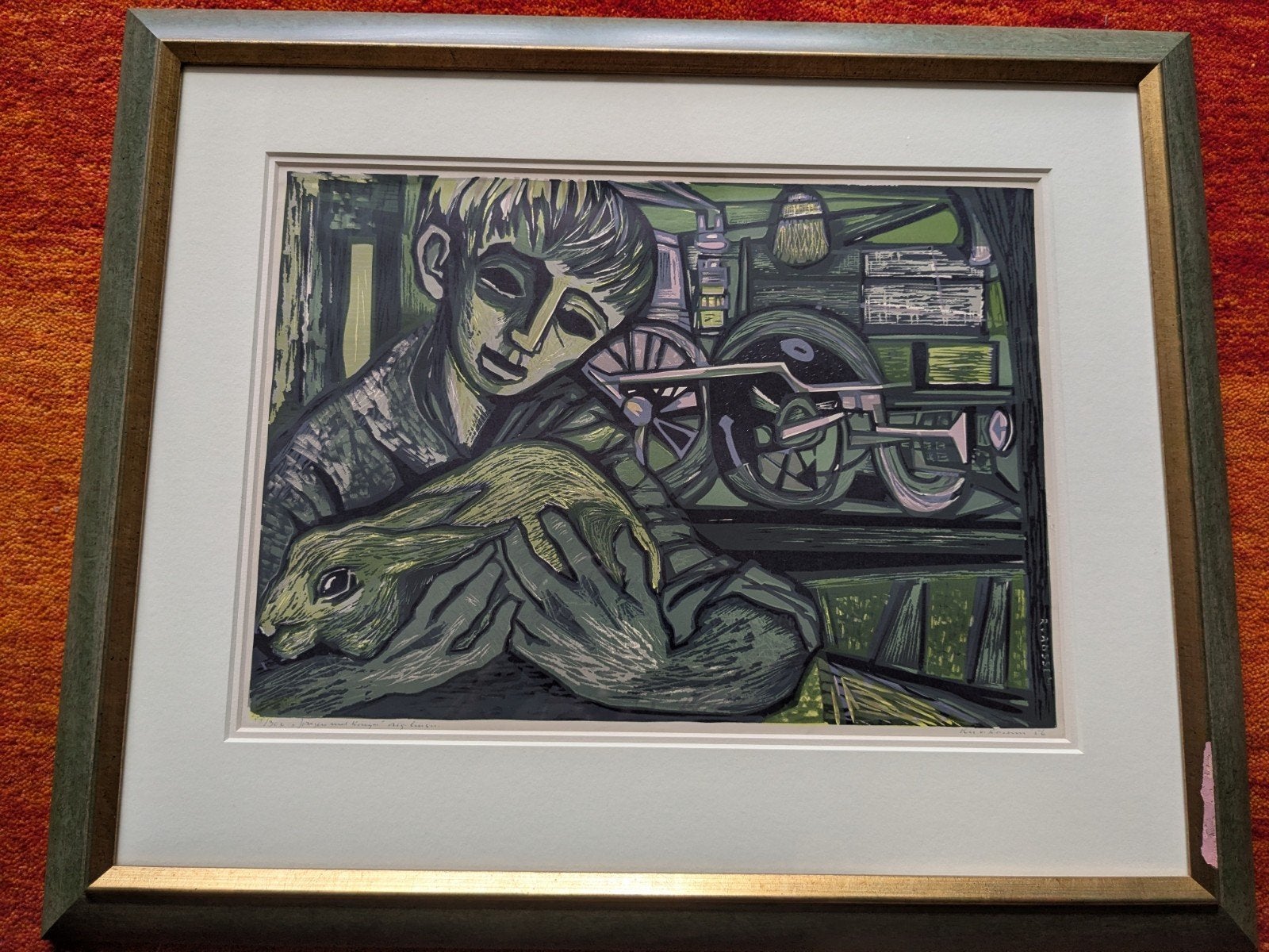 Ru van Rossem Linogravure 1956, Ophalen of Verzenden