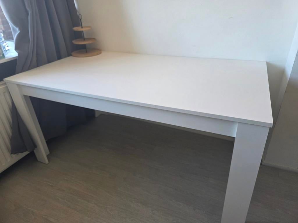 Witte eettafel 1.60m x 0.90m, Huis en Inrichting, Tafels | Eettafels, Gebruikt, 50 tot 100 cm, 150 tot 200 cm, Vier personen, Rechthoekig