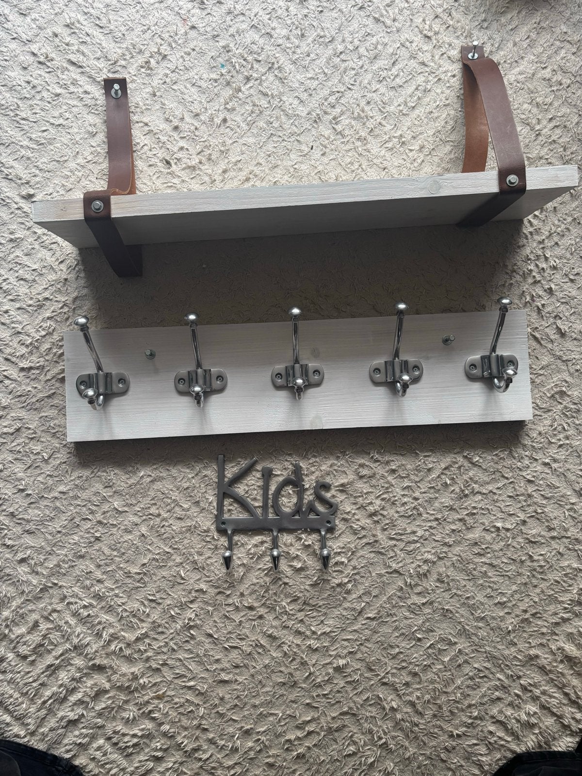 Steigerhouten kapstok met plank en kinder kapstok, Wandkapstok, Gebruikt, Ophalen of Verzenden, Minder dan 100 cm