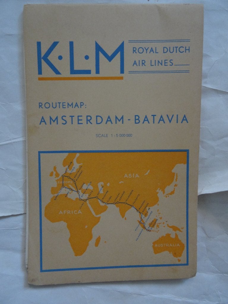 K.L.M. Routemap : Amsterdam - Batavia uit 1936, Verzamelen, Luchtvaart en Vliegtuigspotten, Ophalen, Gebruikt, Overige typen
