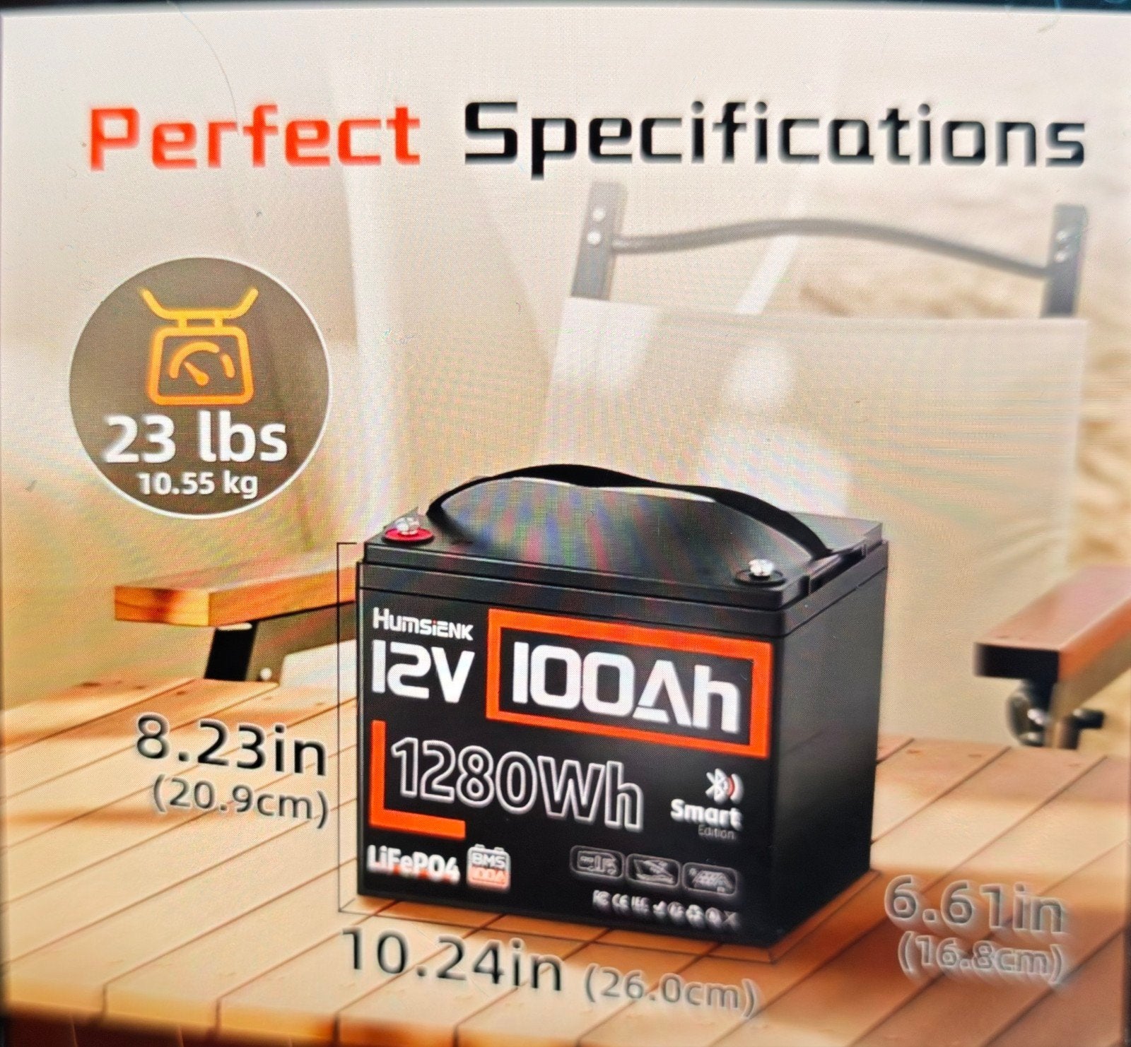 100Ah 12V LiFePO4 accu met Bluetooth, Nieuw, Volvo