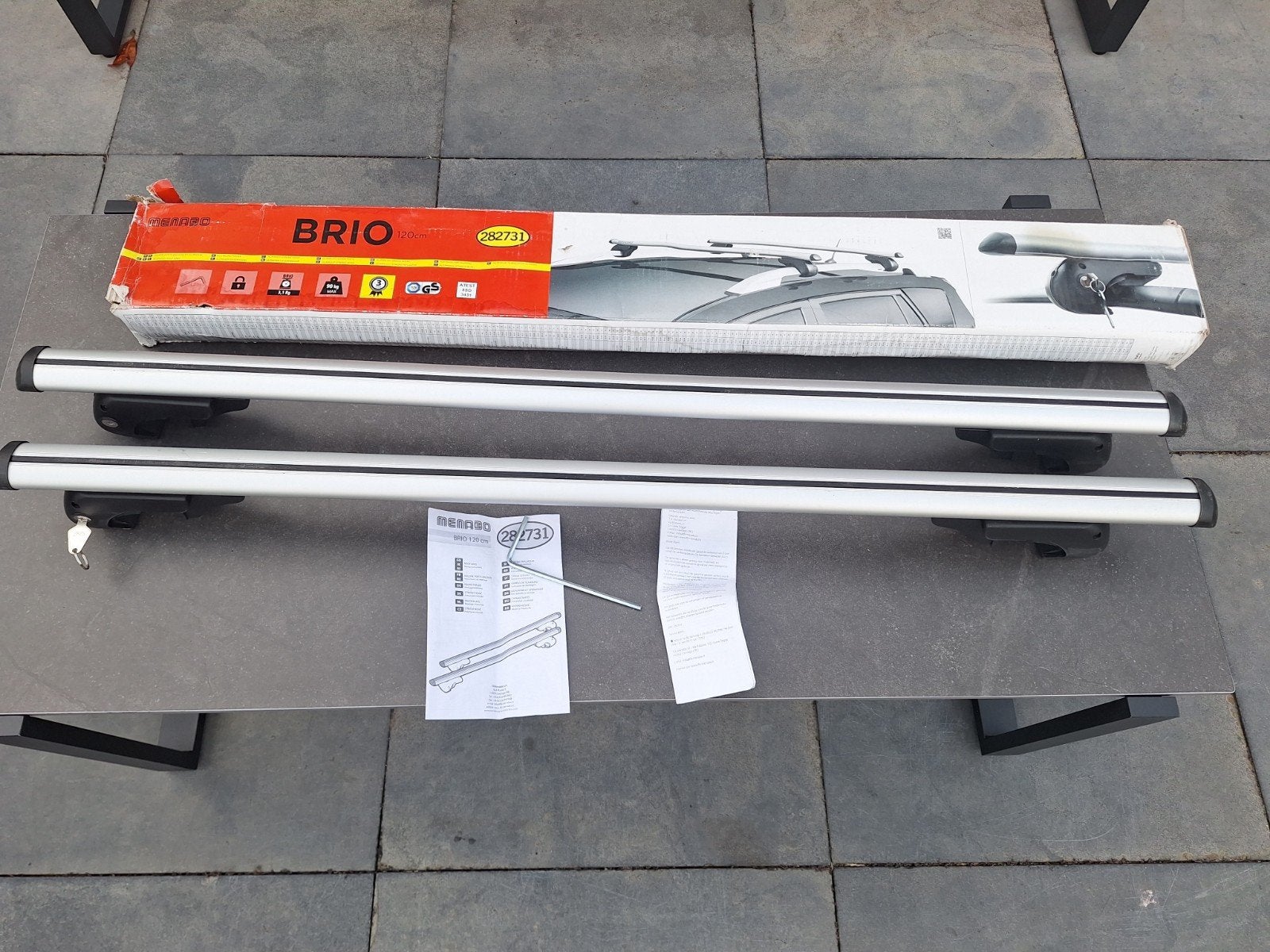 Menabo Brio 120cm dakdragers met slot, Ophalen of Verzenden, Gebruikt