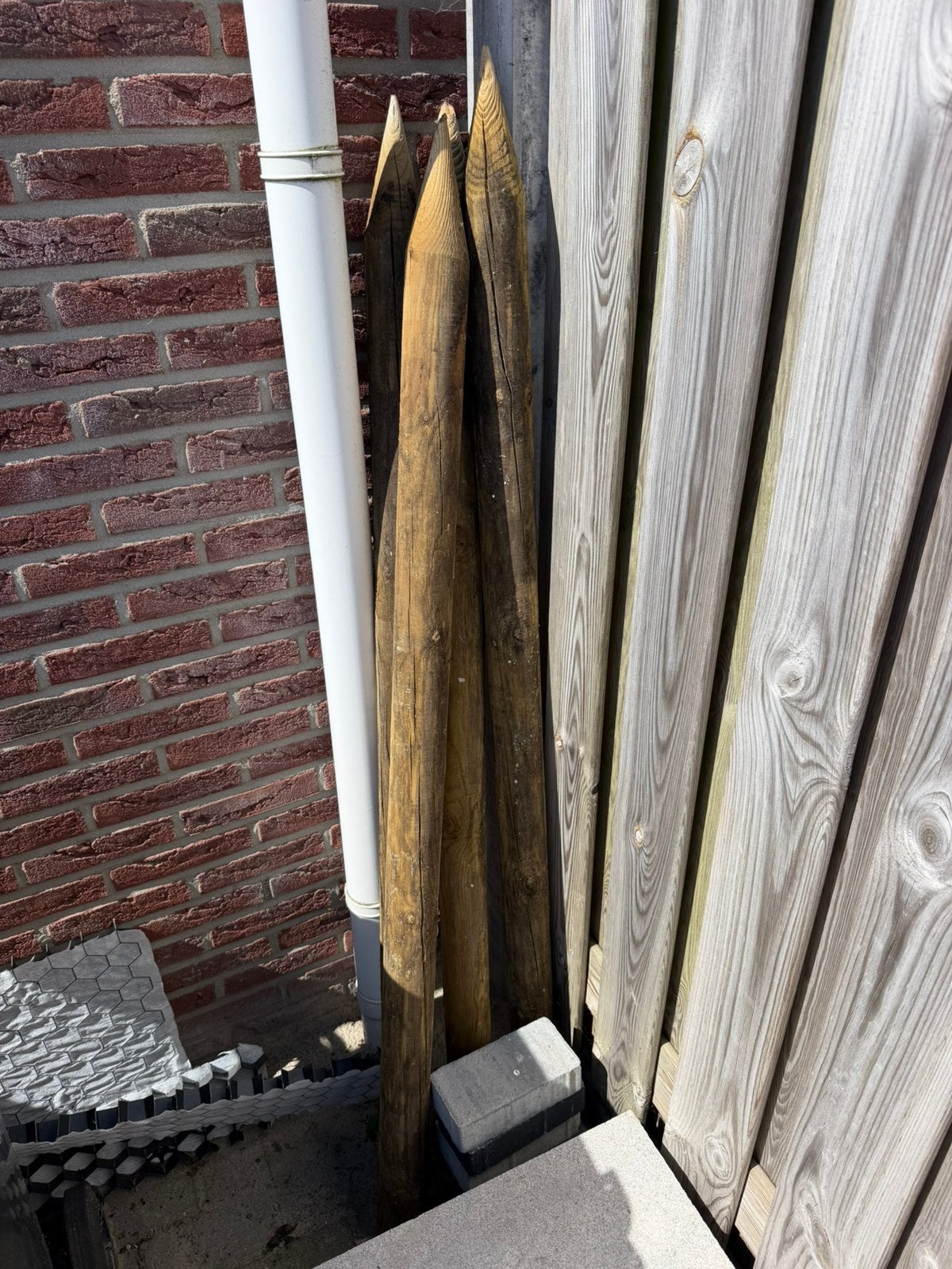 4 boompalen diameter 8cm, Ophalen, Nieuw, Minder dan 180 cm, Palen