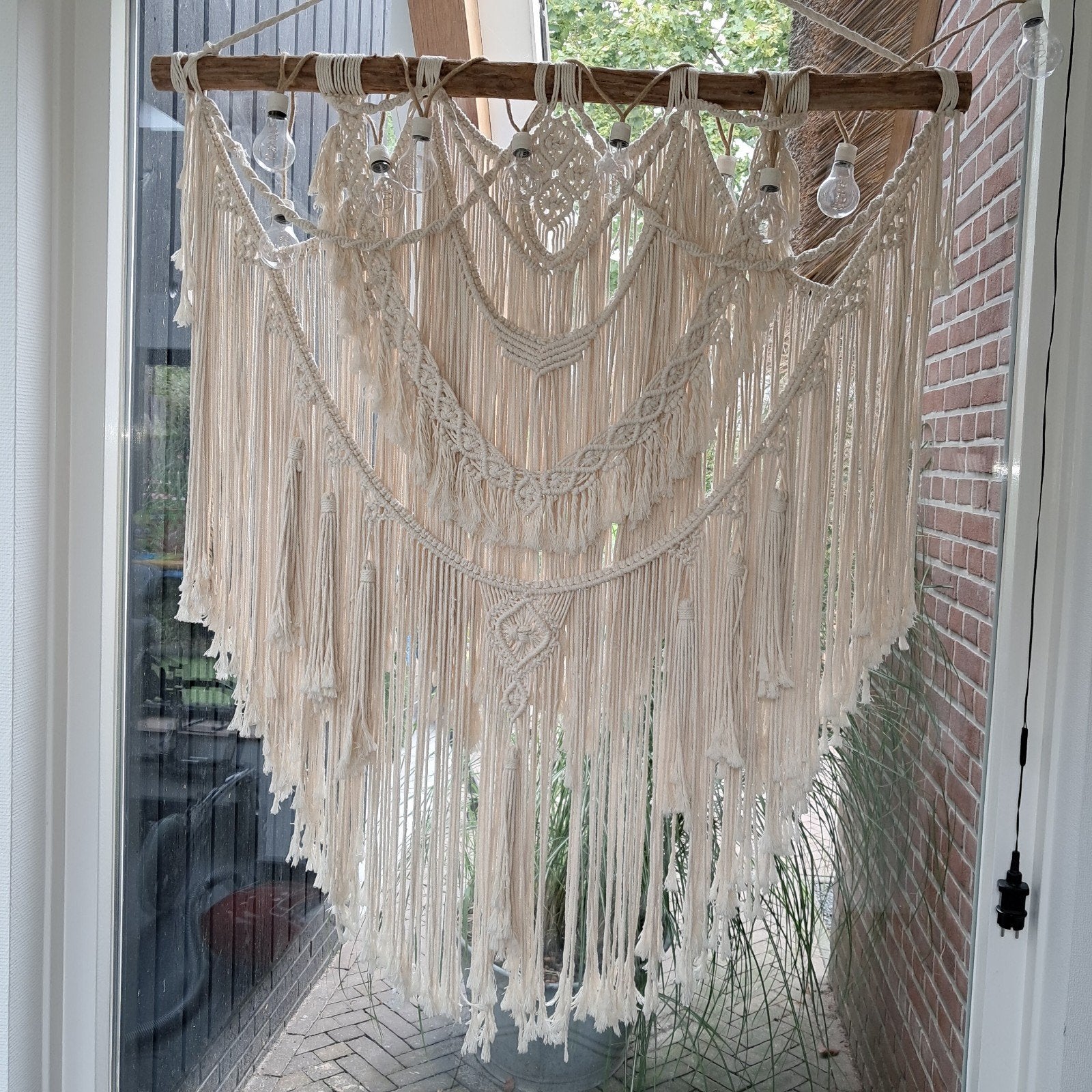 Groot Macramé Wandkleed - Boho Stijl, Huis en Inrichting, Beige, 115 cm, 165 cm, Boho