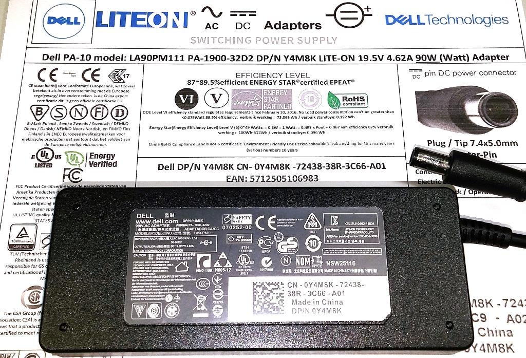 Dell PA-10 LA90PM111 19.5V 4.62A 90W Adapter Oplader 7.4x5.0, Ophalen of Verzenden, Zo goed als nieuw, DELL