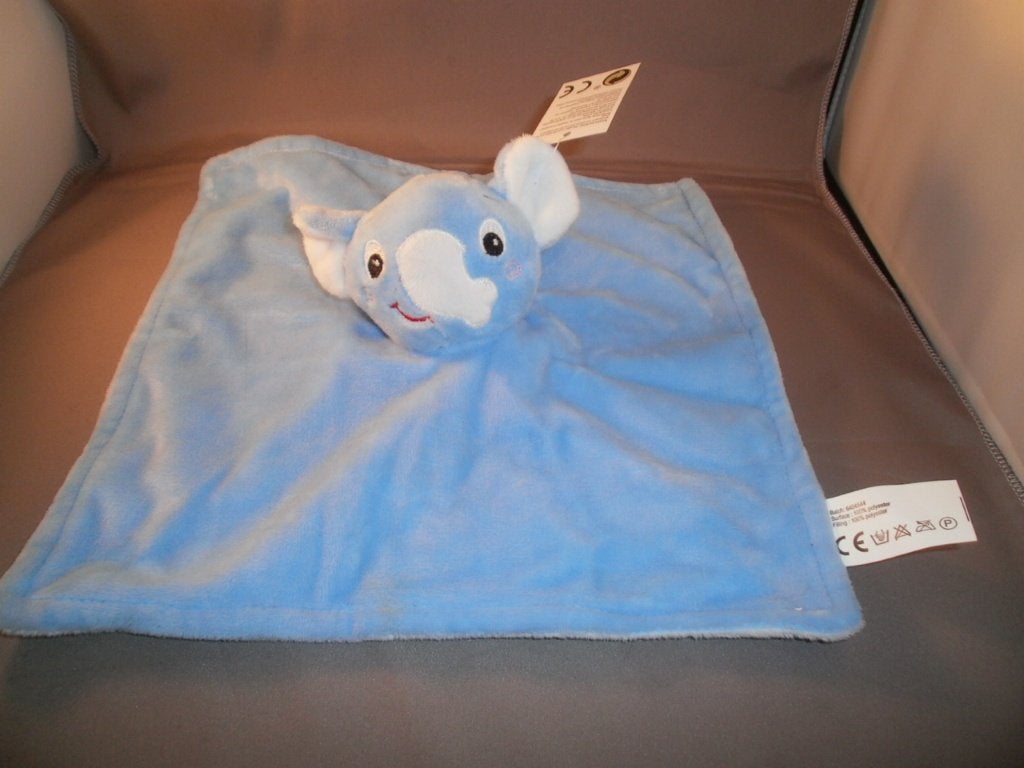Wibra olifant blauw/wit velours met rammel 25x25 cm Wit, Overige merken, Overige karakters, Blauw, Nieuw
