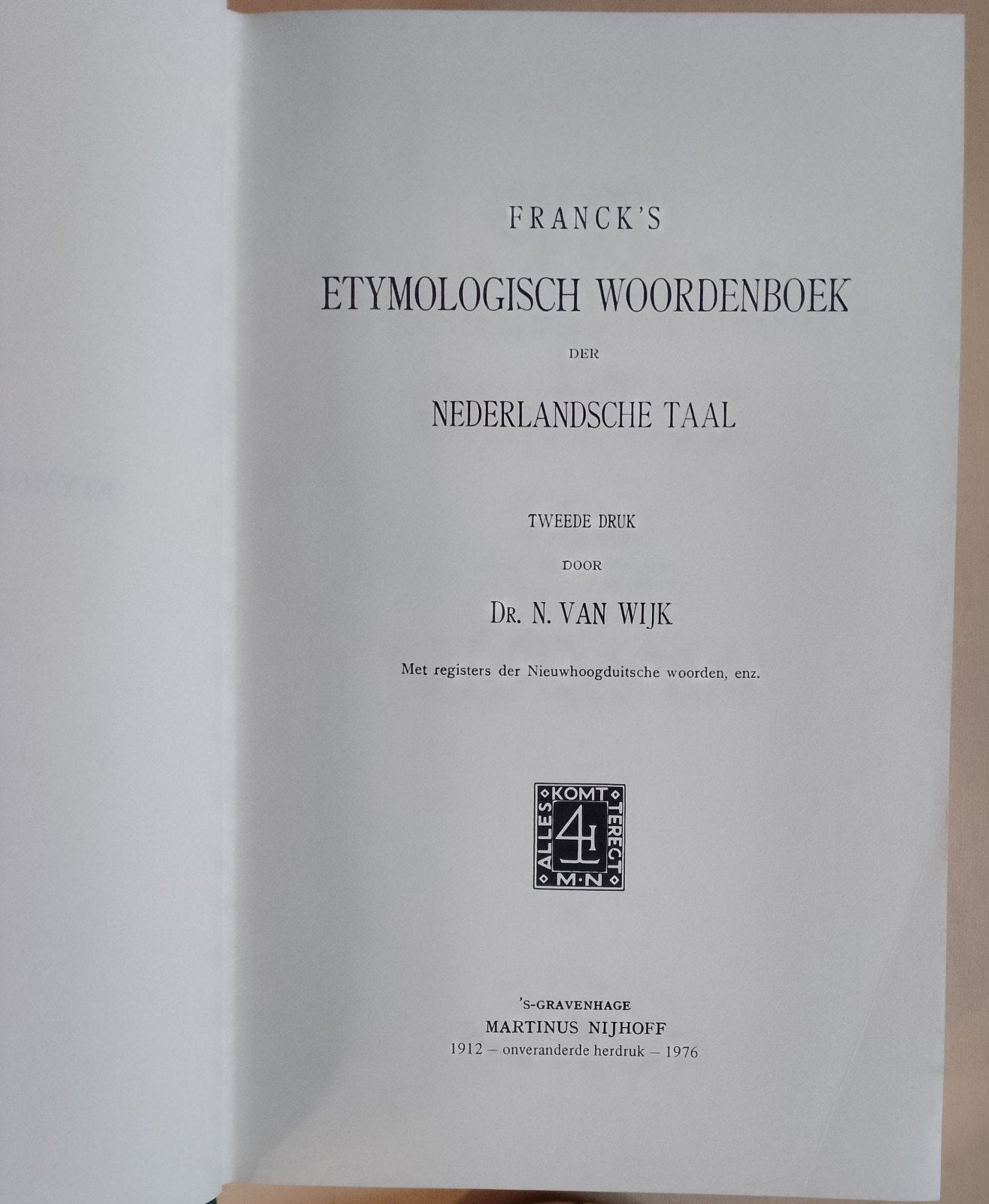 Franck's Etymologisch Woordenboek - Dr. N. Van Wijk, Boeken, Gelezen, Dr. N. Van Wijk, Ophalen of Verzenden, Overige uitgevers