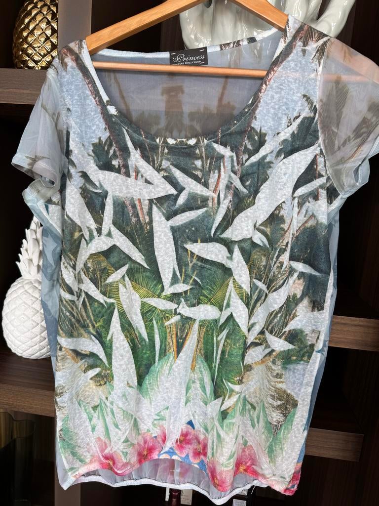 Princess Blouse met Tropische Print - Maat 44, Ophalen of Verzenden, Gedragen, Maat 42/44 (L), Groen
