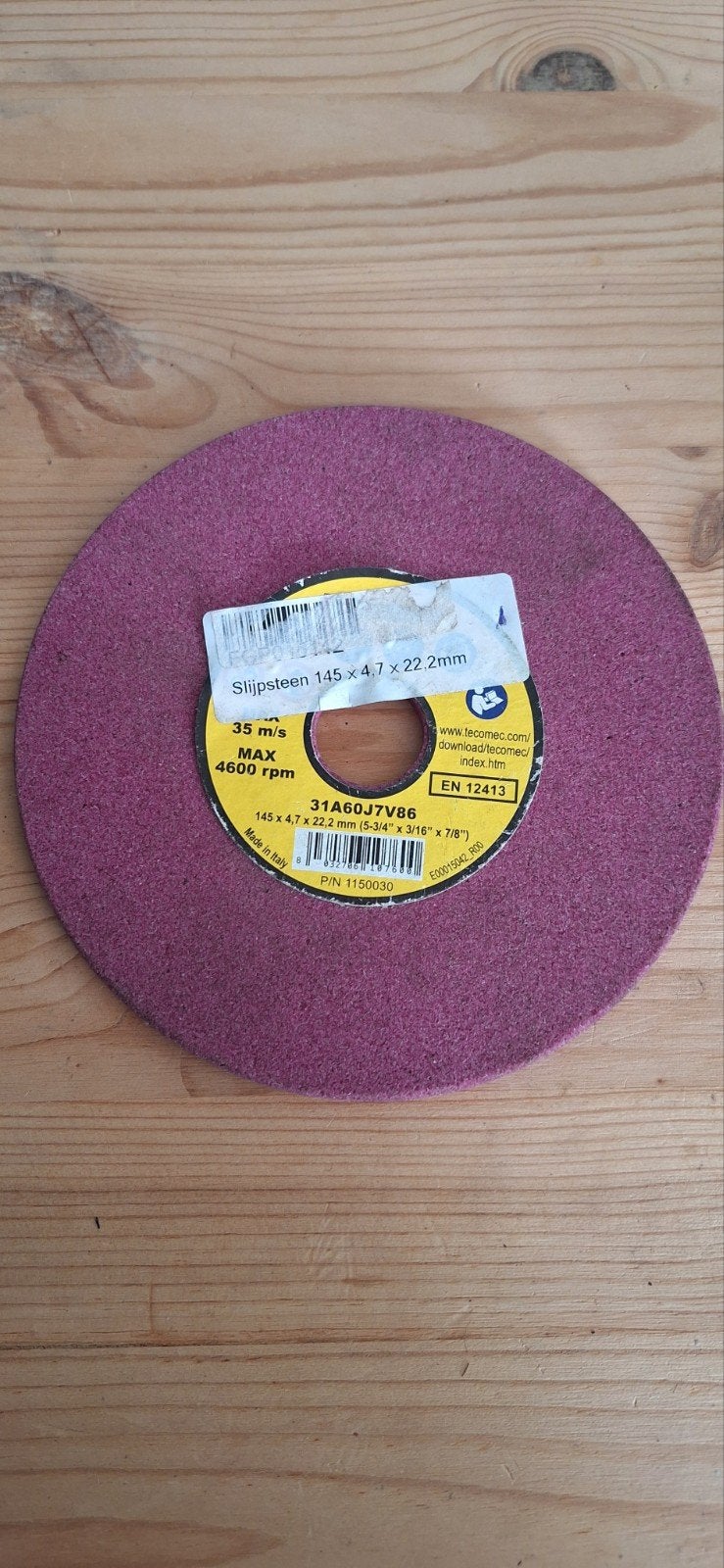 Nieuwe Tecomec Slijpsteen 145 x 4,7 x 22,2 mm, Doe-het-zelf en Verbouw, Ophalen of Verzenden, Nieuw, Minder dan 700 watt, Werkbankslijpmachine