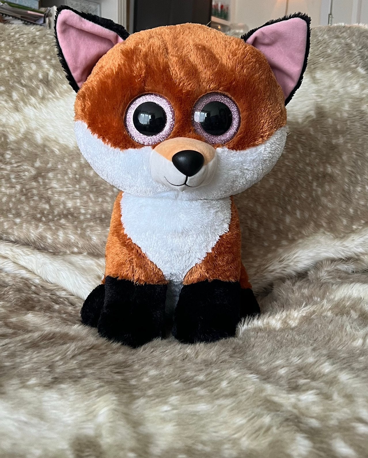 Schattige Ty vos knuffel met grote ogen, Oranje, Ophalen of Verzenden, Zo goed als nieuw, Middelgroot (20 tot 80 cm)