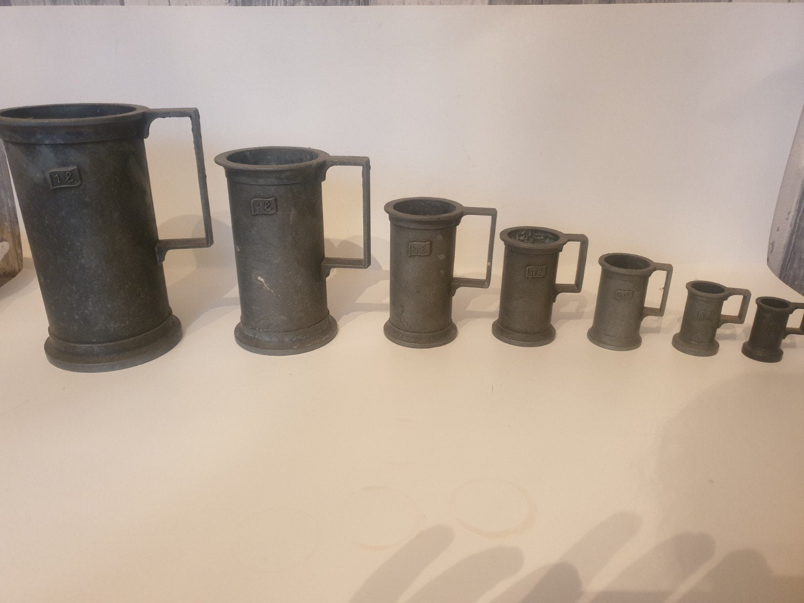 Set van antieke tinnen kannen - Diverse maten, Antiek en Kunst, Antiek | Tin, Ophalen of Verzenden