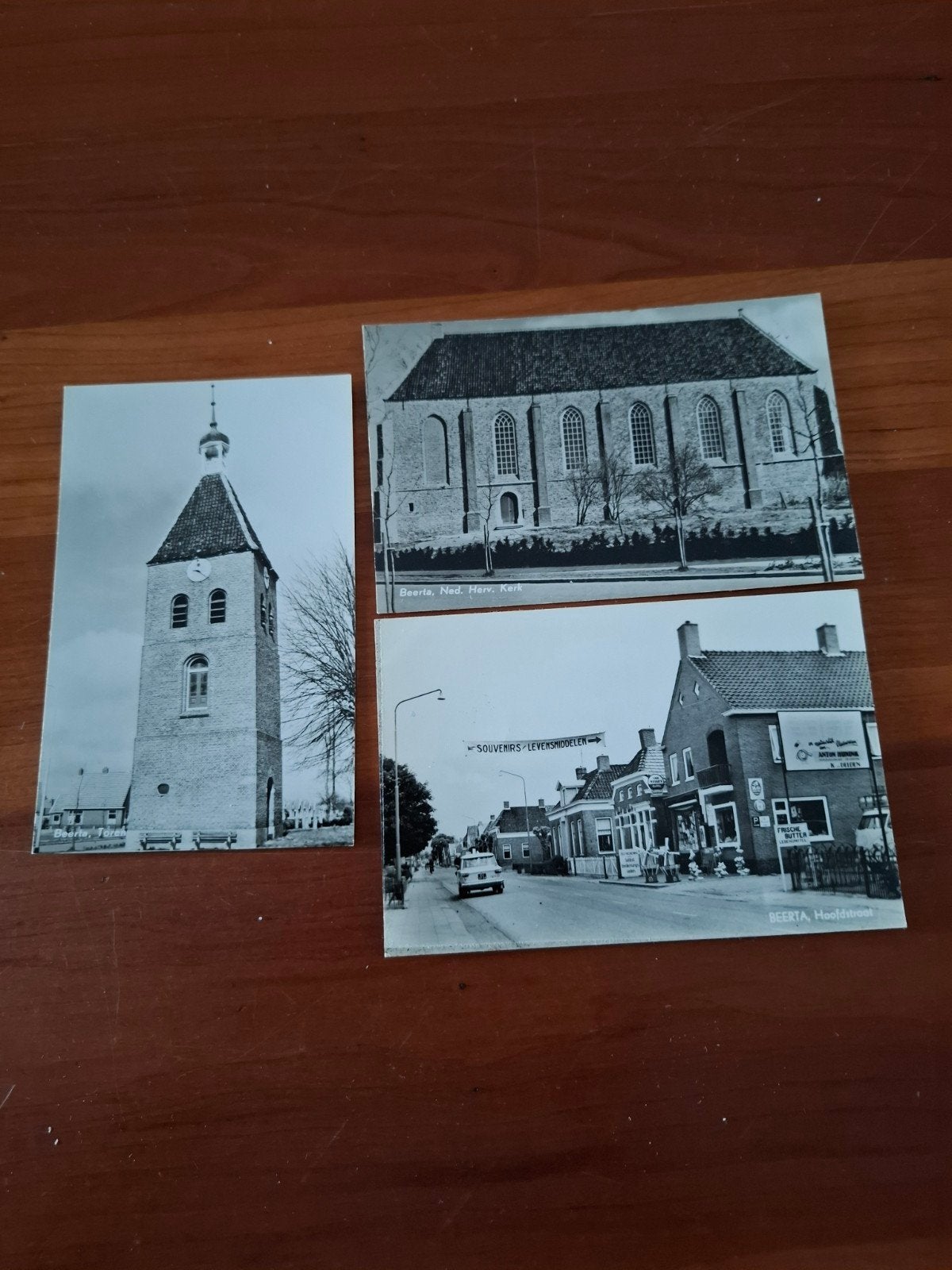 3 Ongelopen Ansichtkaarten Beerta - Hoofdstraat, Kerk, Toren, Ophalen of Verzenden, 1960 tot 1980, Ongelopen, Groningen