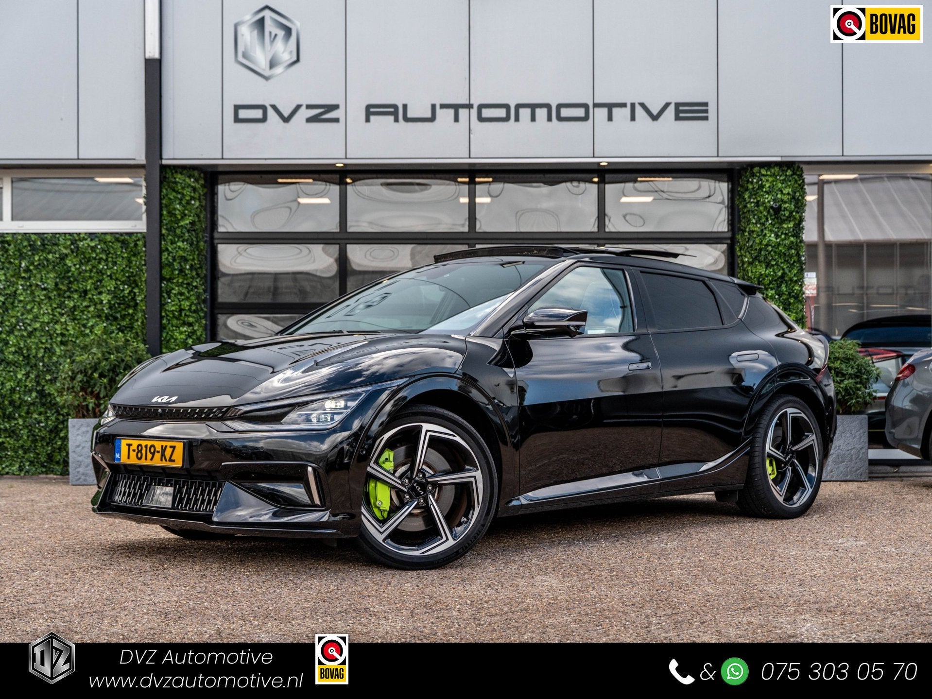 Kia EV6 GT AWD 77.4 kWh 585PK | SOH 99.5% | WLTP 424KM | Pan, Auto's, Dealer onderhouden, Zwart, Origineel Nederlands, Vierwielaandrijving
