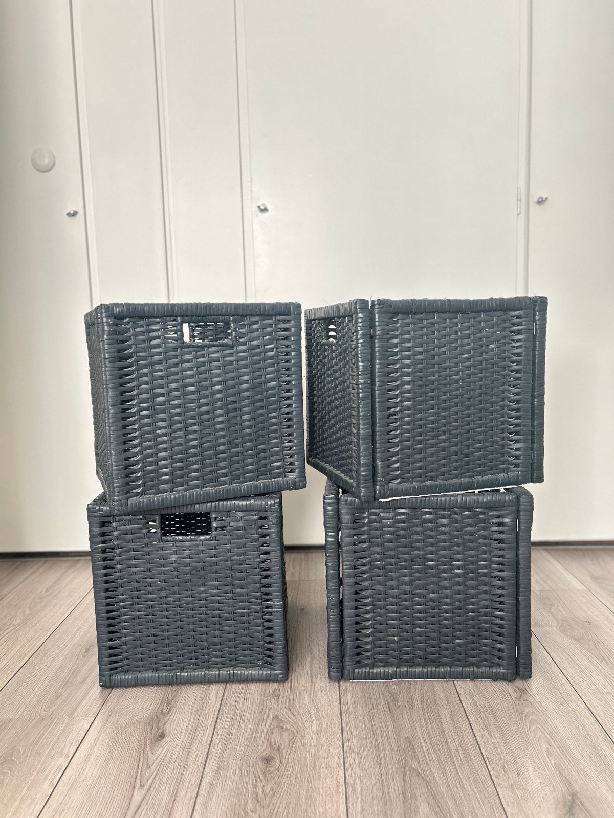 Ikea BRANÄS opbergmanden antraciet (4 stuks), Ophalen, Gebruikt, Gevlochten, Mand