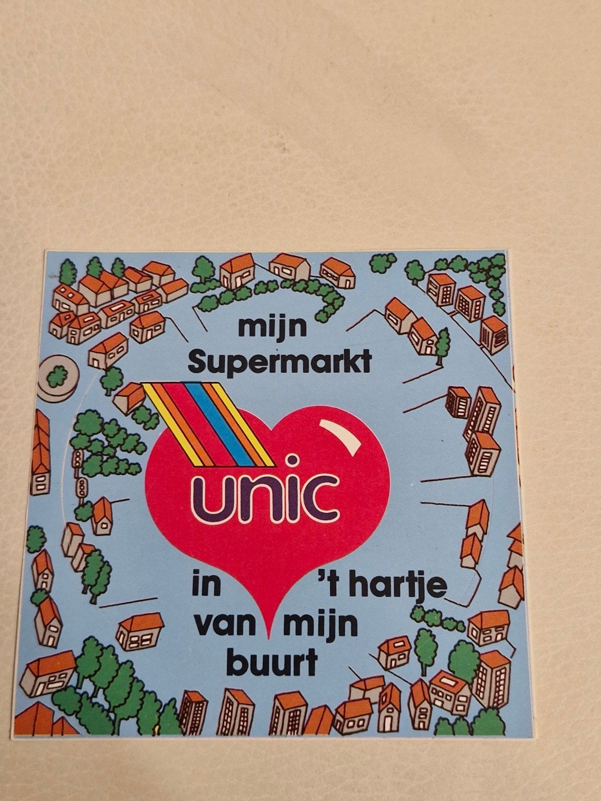 8723 Unic Supermarkt Sticker - Mijn Supermarkt in 't Hart, Ophalen of Verzenden, Gebruikt, Winkel of Supermarkt