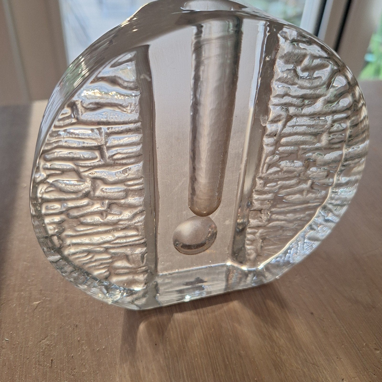 Vintage vaas dik glas solifleur, Huis en Inrichting, Ophalen, Gebruikt, Overige kleuren, Glas