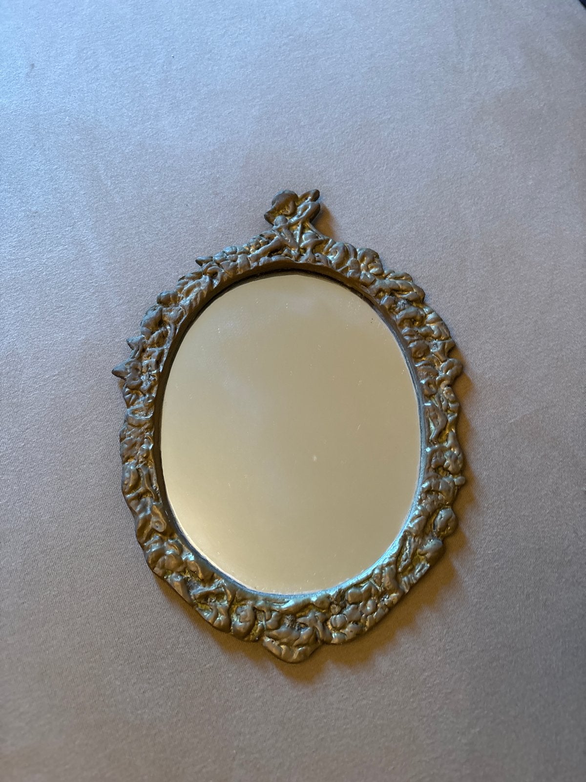 Koperen Spiegeltje met Cupido - 52x16cm, Antiek en Kunst, Ophalen of Verzenden