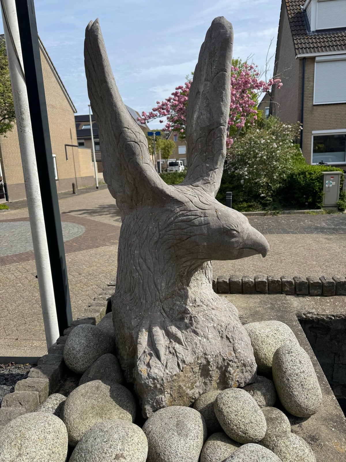 Indrukwekkend Adelaar Beeld van Steen - Tuin of Decoratie, Antiek en Kunst, Ophalen, Handgemaakt, Beeld, Vogel