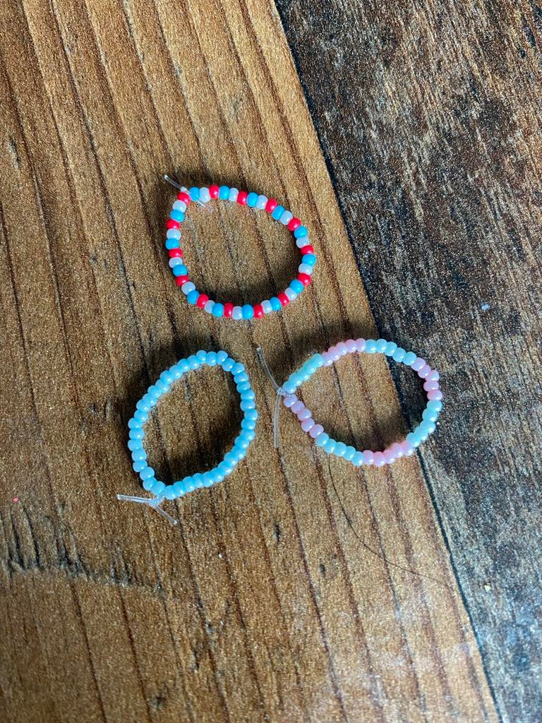 Set van 3 handgemaakte kralen ringen, Sieraden, Tassen en Uiterlijk, Ringen, Overige materialen, Blauw, Nieuw, Ophalen of Verzenden